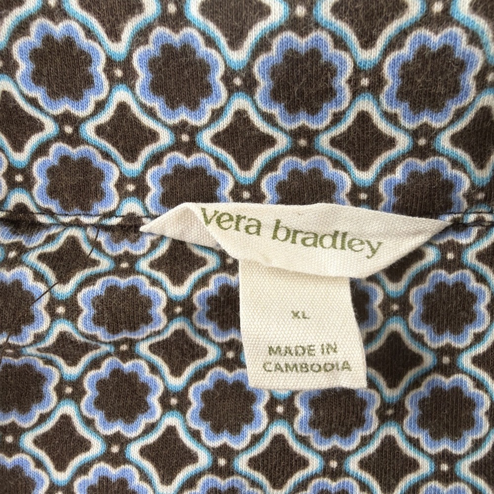 Vera Bradley Womens XL Pajama Top Woodland Animals Floral Cotton Button Up - Picture 3 of 9